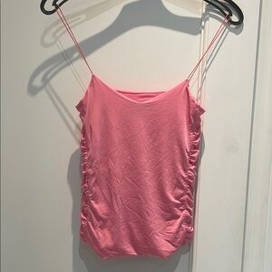 Lida Baday Pink Camisole Top with Ruched Design and Thin Straps